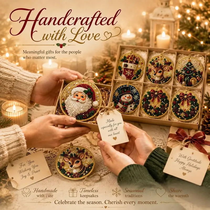 Christmas DIY Diamond Painting Ornaments Kit, Gift for Holiday Home Party